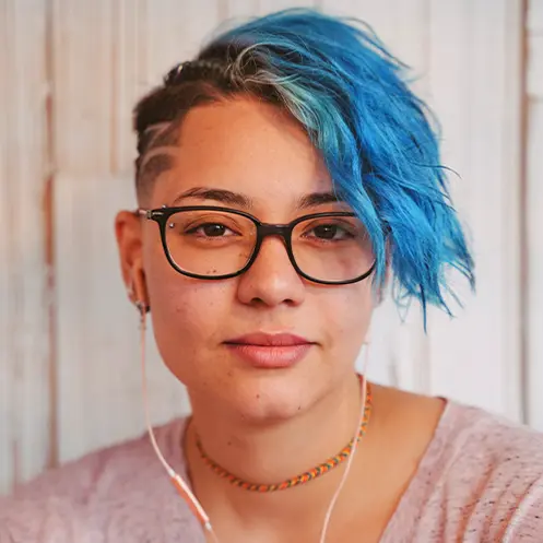 Square About3a Girl with Blue Hair